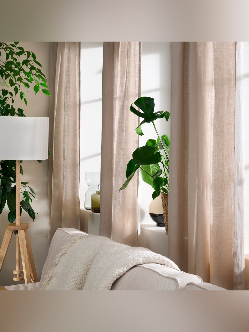 IKEA - Vintage WILMA - Light Filtering double lined - 100% Cotton Curtain - Pair